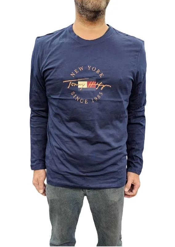 Long Sleeve Crew Neck Shirt In Dark Navy