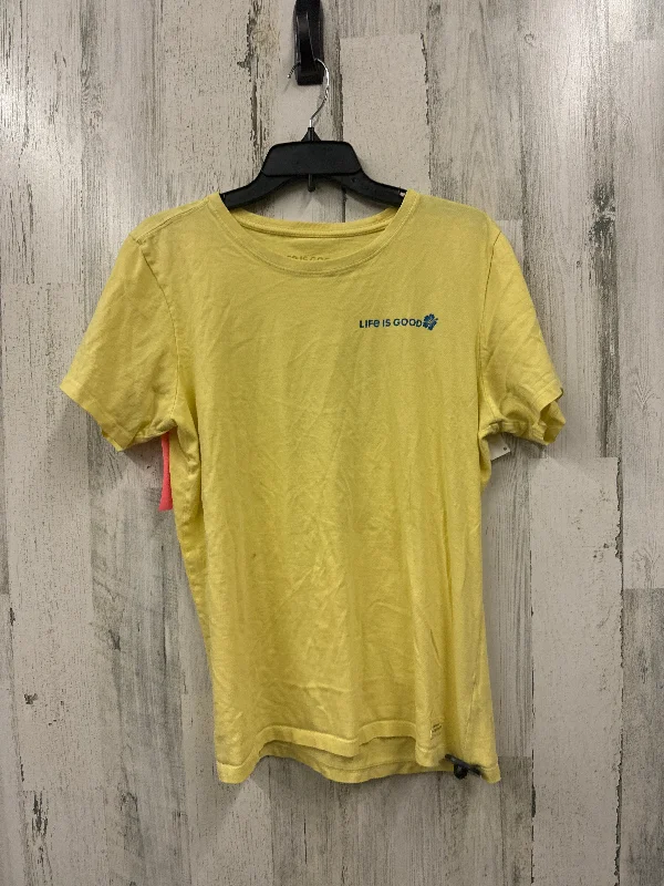 Yellow Top Short Sleeve Basic Life Is Good, Size L