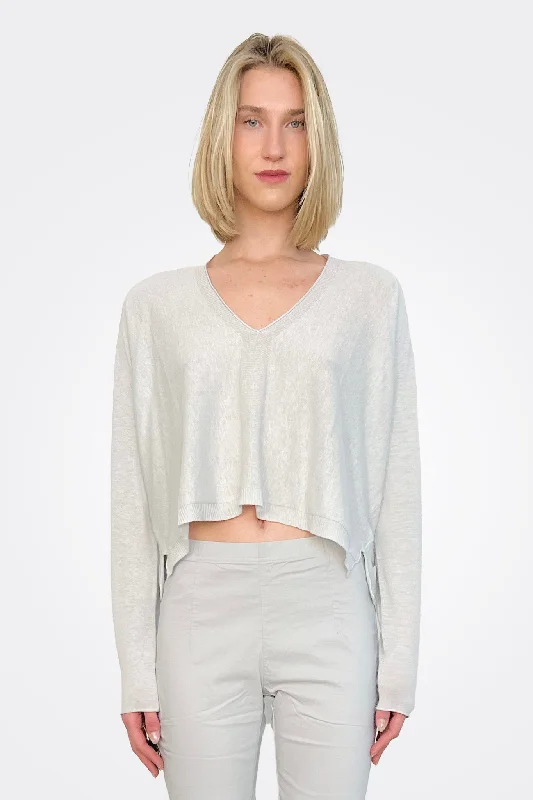 Asymmetric Knit Pullover - Grey