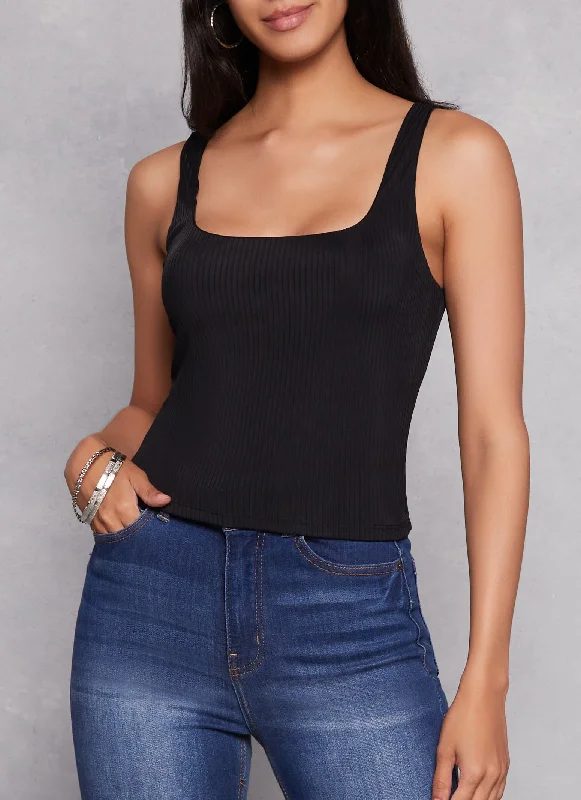 Iris Ribbed Square Neck Tank Top