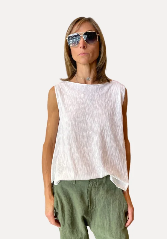 Shot Cotton Knitted Top - White