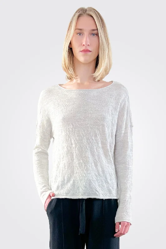 Jaquard Wool Knit Sweater - Pearl