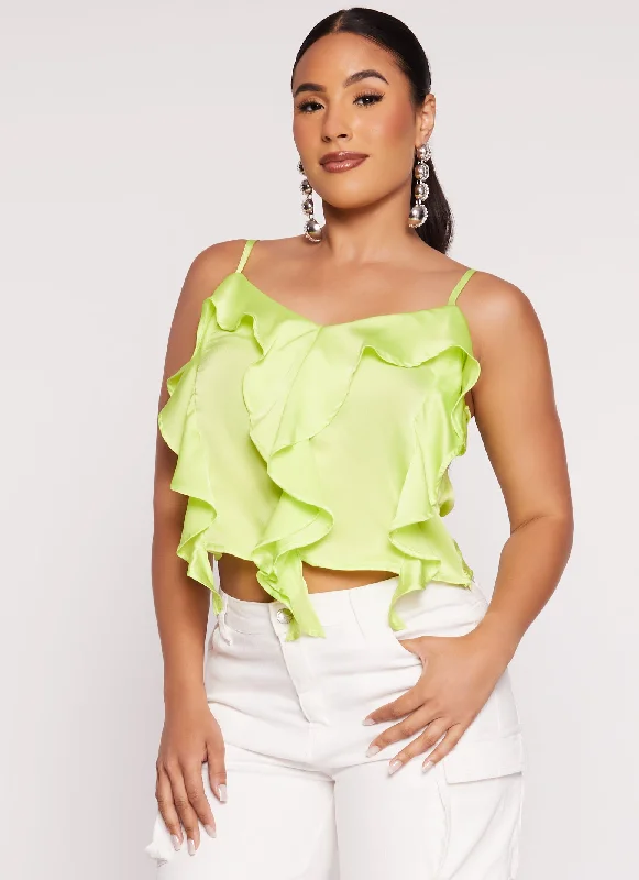 Haute Monde Solid Ruffle Front Detail Cami