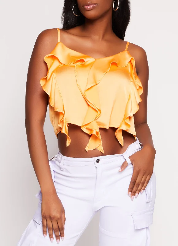 Haute Monde Solid Ruffle Front Detail Cami