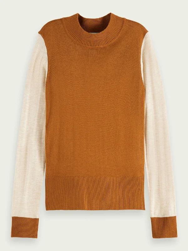 Scotch&Soda Color-Block High Neck Knit Top