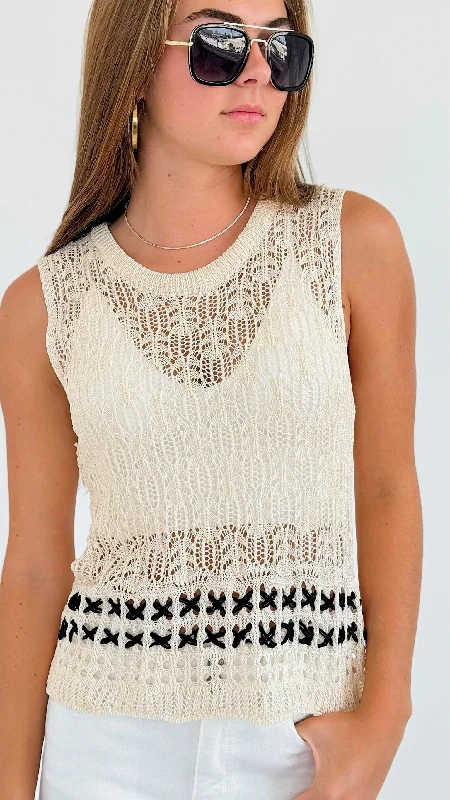 Sleeveless Crochet Knit Tank Top