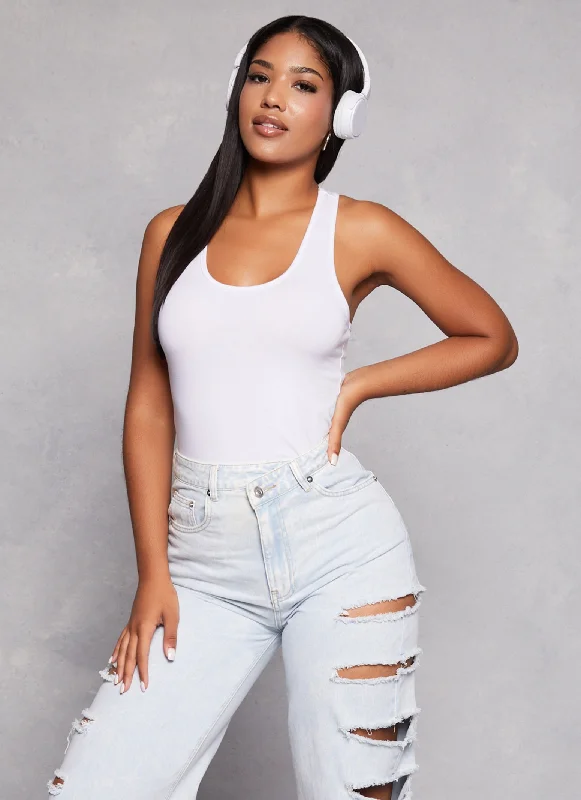 Basic Scoop Neck Racerback Tank Bodysuit