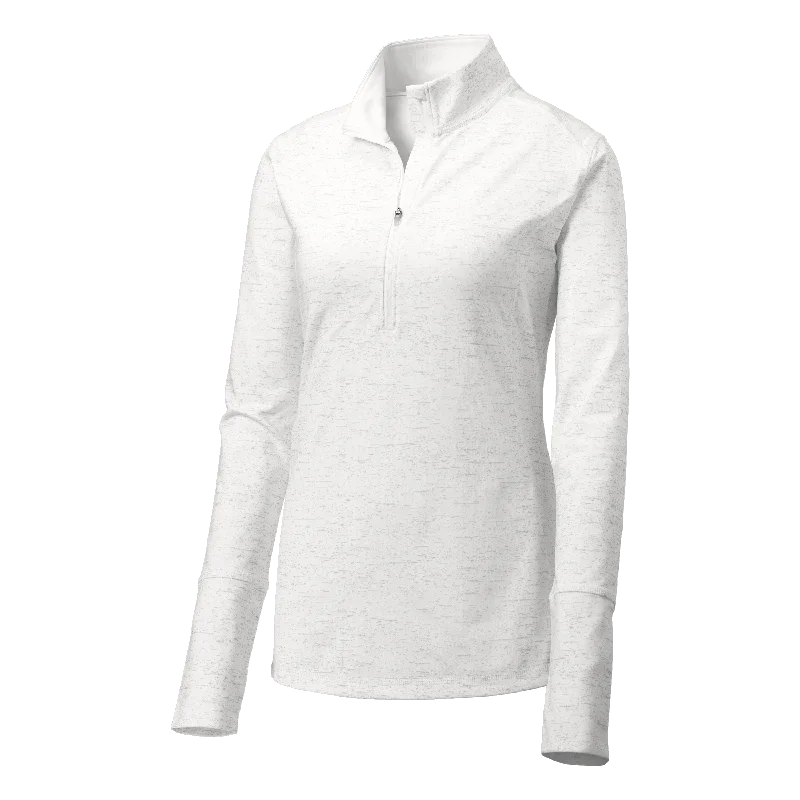 B1907W Ladies Stretch Reflective Heather 1/2 Zip Pullover