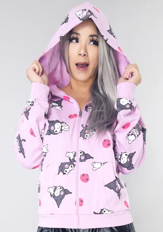 Sanrio Kuromi Sugar Skull AOP Zip Up Hoodie