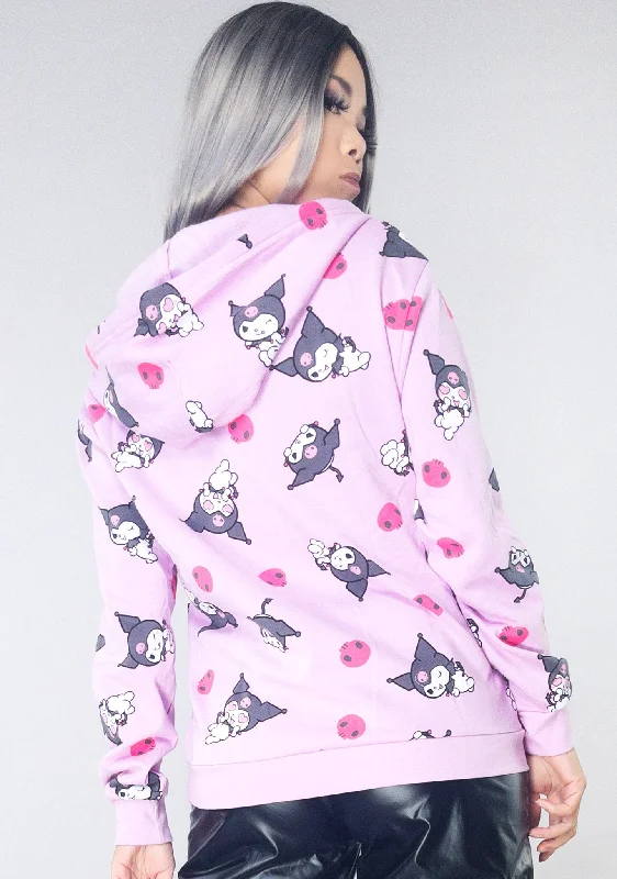 Sanrio Kuromi Sugar Skull AOP Zip Up Hoodie