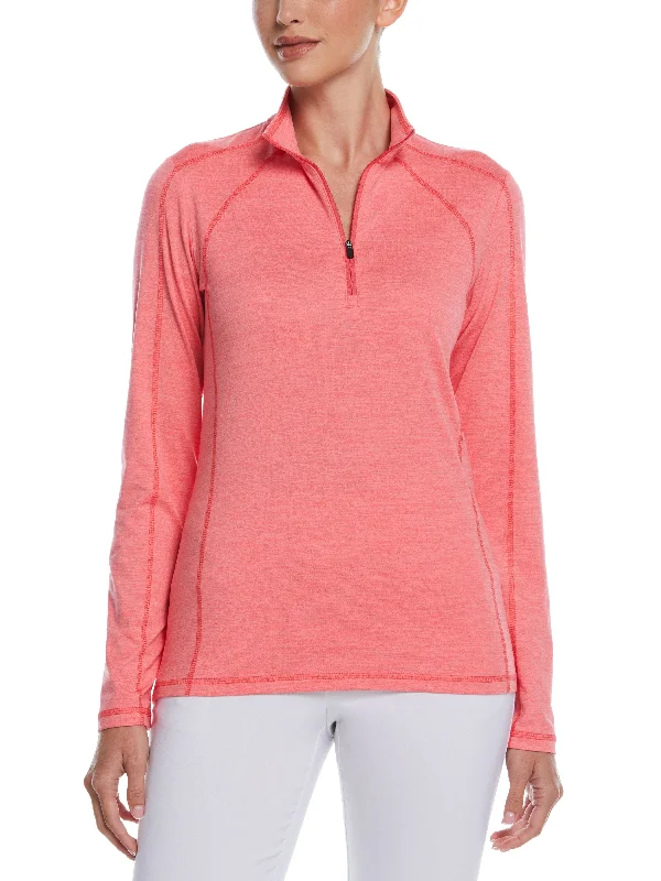 Womens Brushed Heather Jersey 1/4 Zip Golf Pullover