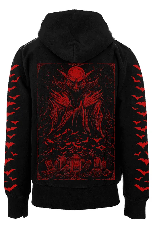 Nosferatu Hoodie w/ Red Bat Sleeves [Zipper or Pullover]