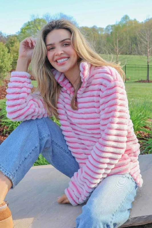 Simply Southern Luxe Quarter Zip Front Pullover for Women in Candy Pink | PP-0224-PULL-LUXE-CANDY