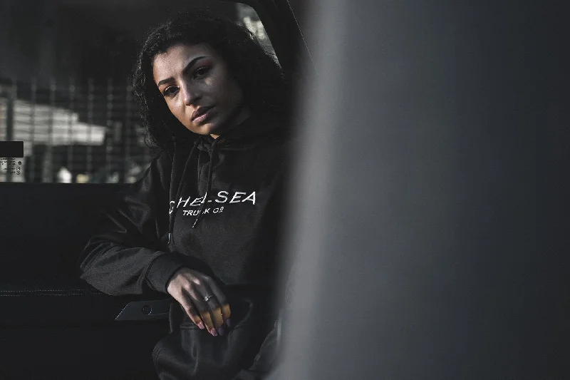 Chelsea Truck's Black with White Embroidery Hoodie
