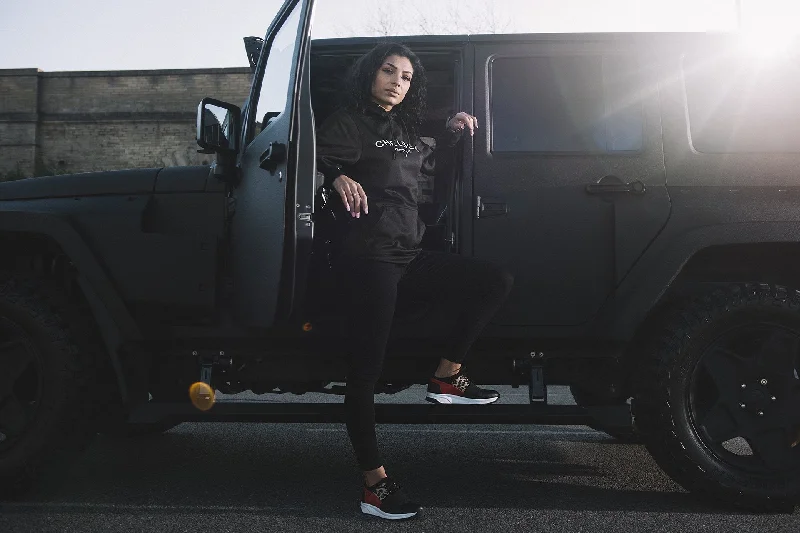 Chelsea Truck's Black with White Embroidery Hoodie