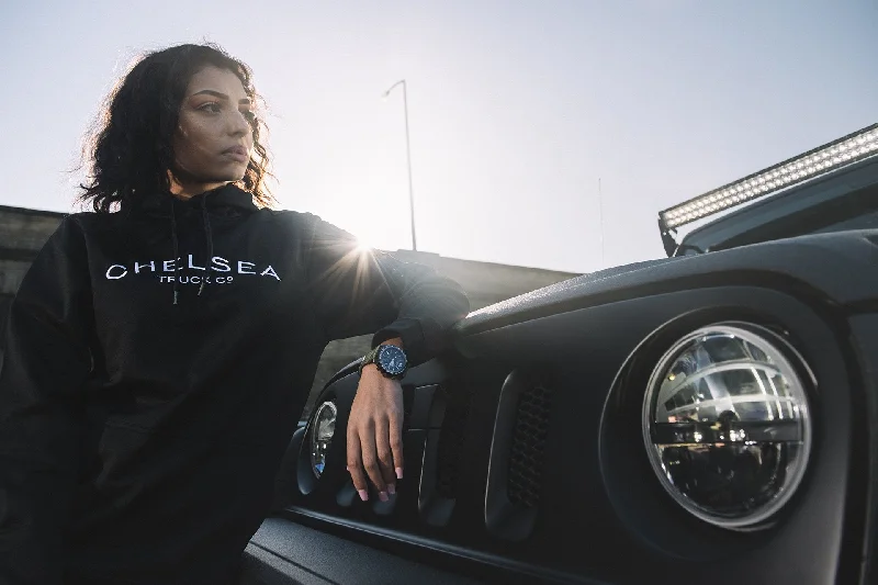 Chelsea Truck's Black with White Embroidery Hoodie