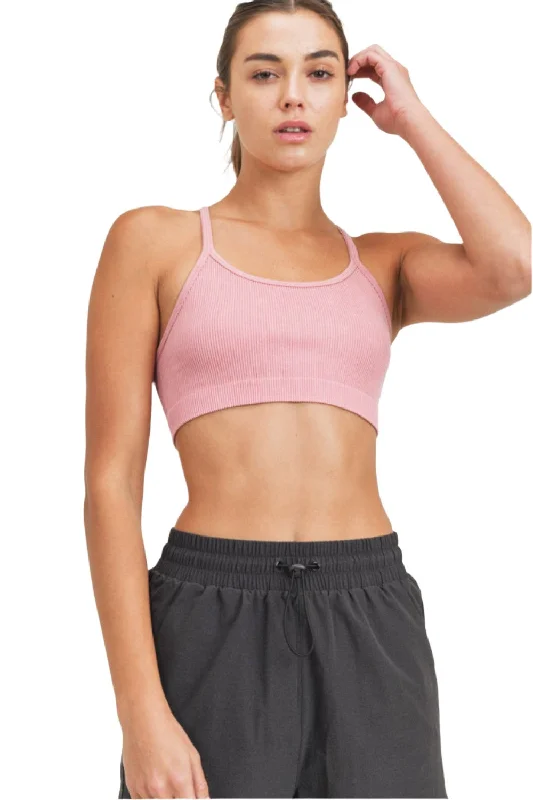 Mono B Rib Seamless Mineral-Washed Sports Bra AT3016