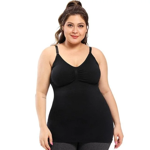 Trending Front Buckle Large Size Maternity Yoga Vest - Padded Breastfeeding Tank Top - Breathable Sports Yoga Shirts (4Z2)