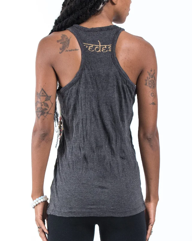 Womens Tree of Life Tank Top in Gold on Black