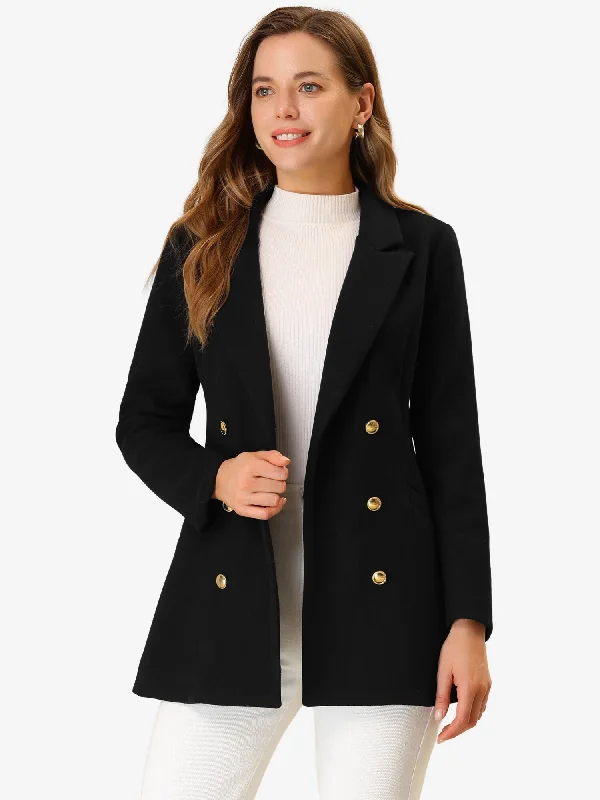 Double Breasted Coat Jacket Work Office Elegant Winter Lapel Blazer