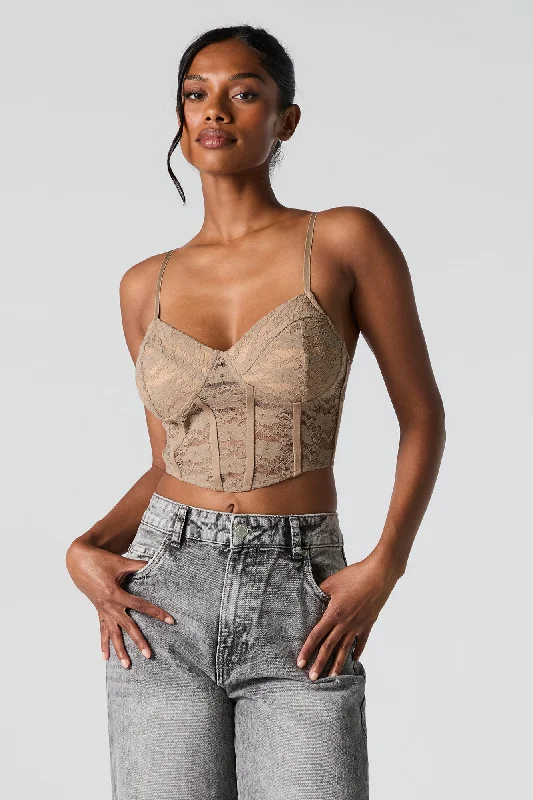 Floral Lace Cropped Corset Cami