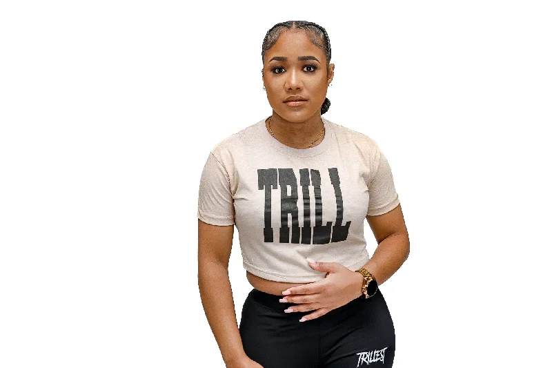 Trill Crop Top - Sand\Black