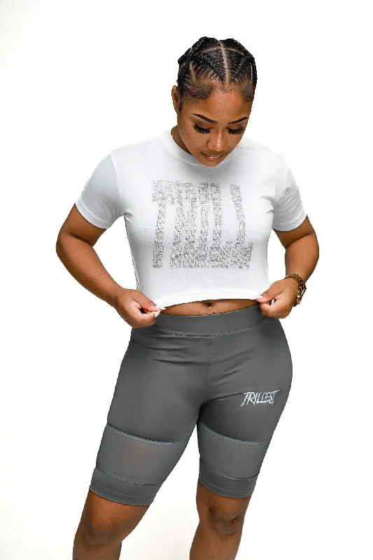 Trill Crop Top - White\Silver