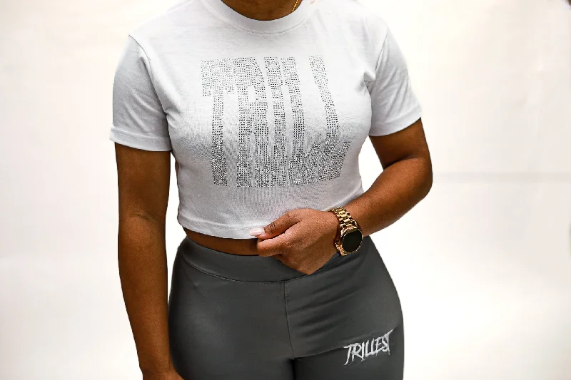 Trill Crop Top - White\Silver