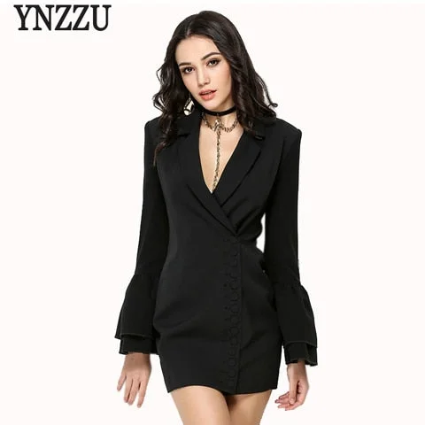 2018 New Spring Women Blazer Dresses Elegant Office Lady Sexy Work Suit Dress Long Sleeve Slim Female Outwear Dress AO494