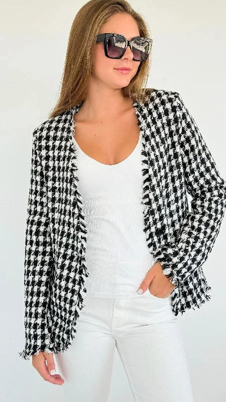 Houndstooth Tweed Blazer