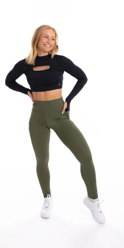 Khaki Body Luxe Ultra High Waist Leggings with Pockets