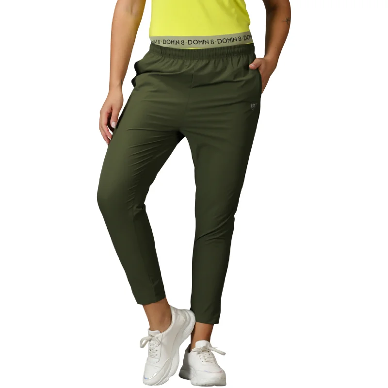 Women's Solid Training Trousers with Drawstring waist & Zipper Pockets.