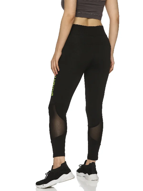 Women's Slim-fit Black Training Tights with Elasticated waist.